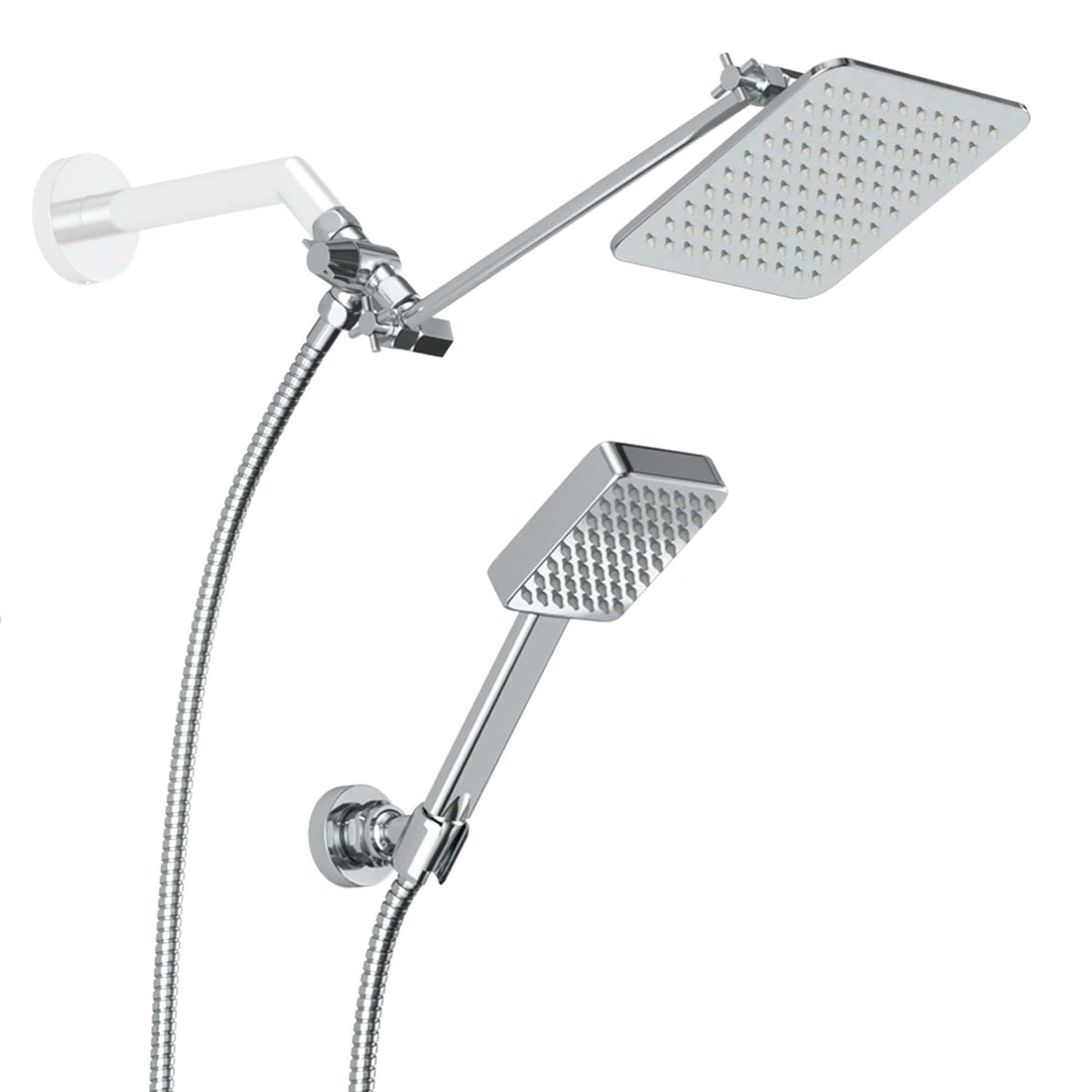 Main Image Square Dual Shower Head Set Chrome / 2.5 - The Shower Head Store