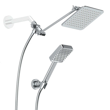 Main Image Square Dual Shower Head Set Chrome / 2.5 - The Shower Head Store