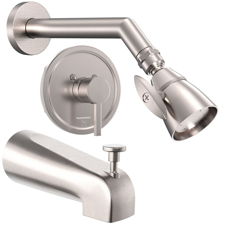 Main Image 2 Inch High Pressure Shower Head Set with Tub Spout and Valve and Trim Brushed Nickel / 2.5 - The Shower Head Store