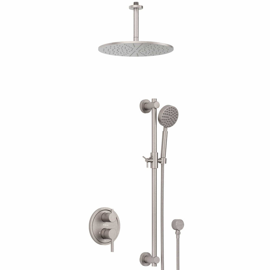 Main Image 2-Handle Valve and Trim Shower System with Dual Shower Head and Slide Bar Brushed Nickel  / 2.5 - The Shower Head Store