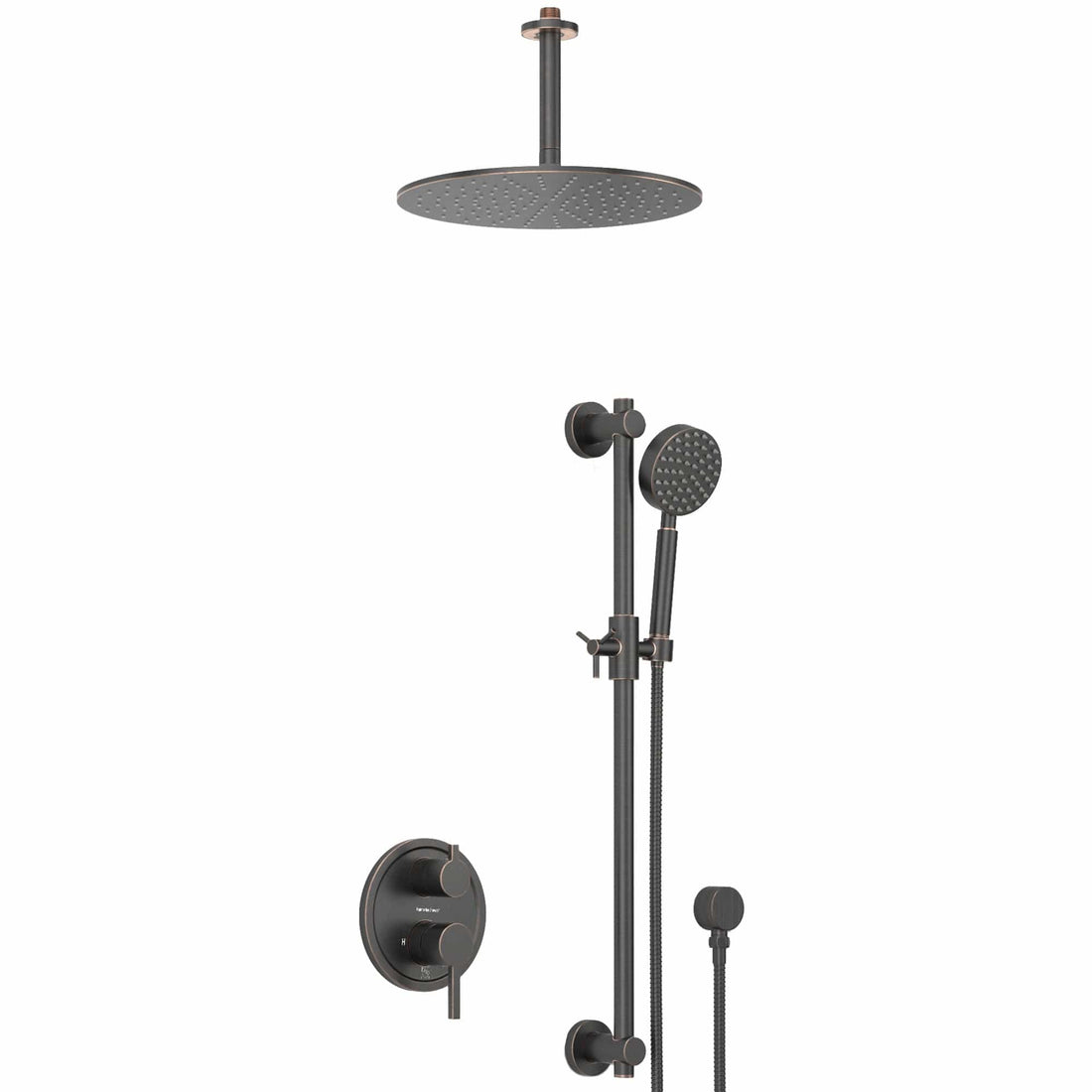 Main Image 2-Handle Valve and Trim Shower System with Dual Shower Head and Slide Bar Oil Rubbed Bronze  / 2.5 - The Shower Head Store