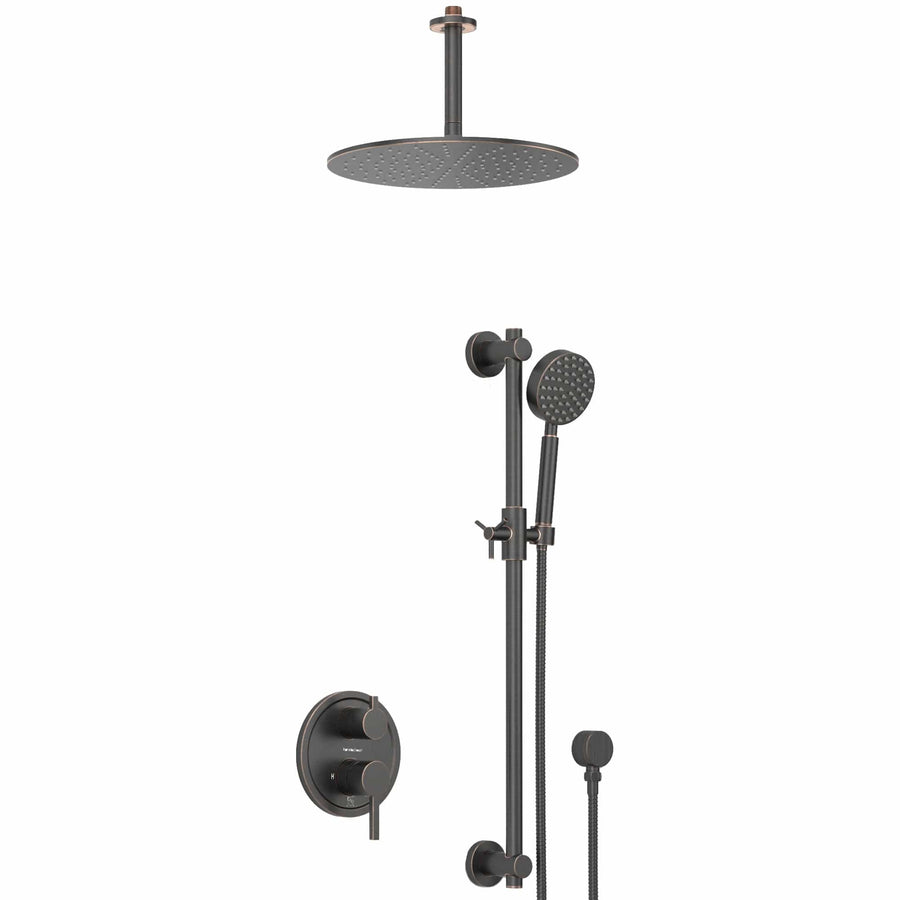 Main Image 2-Handle Valve and Trim Shower System with Dual Shower Head and Slide Bar Oil Rubbed Bronze  / 2.5 - The Shower Head Store