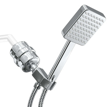 Main Image All Metal Shower Head Filter with 1-Spray Square Handheld Shower Head Set Chrome / 2.5 - The Shower Head Store