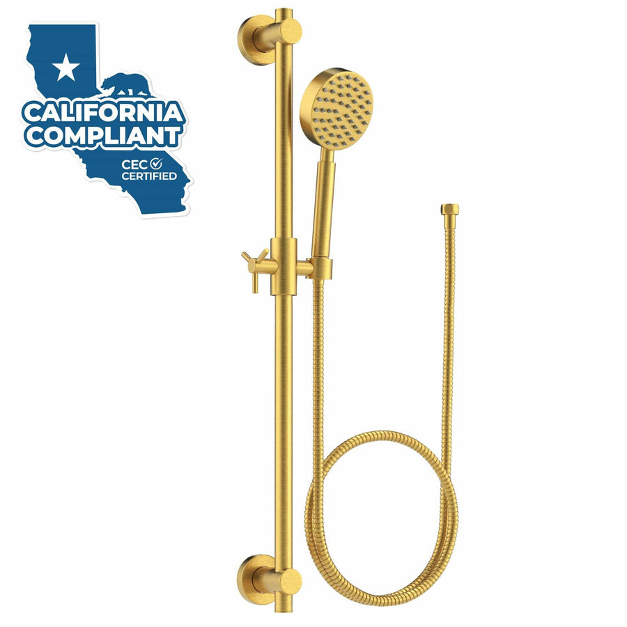 Main Image Slide Bar with Low Flow 1-Spray Handheld Shower Head Set Brushed Gold / 1.75 - The Shower Head Store