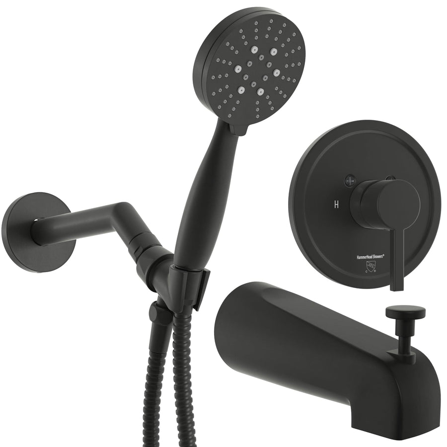 Main Image Tub Spout with Valve and Trim 3-Spray Handheld and Shower Arm Matte Black / 2.5 - The Shower Head Store
