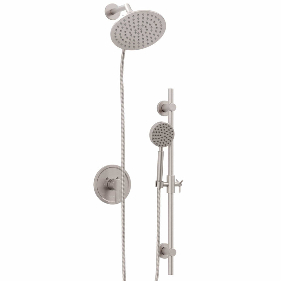 Main Image All Metal Dual Shower Head with Slide Bar Set - Complete Shower System with Valve and Trim Brushed Nickel  / 2.5 - The Shower Head Store