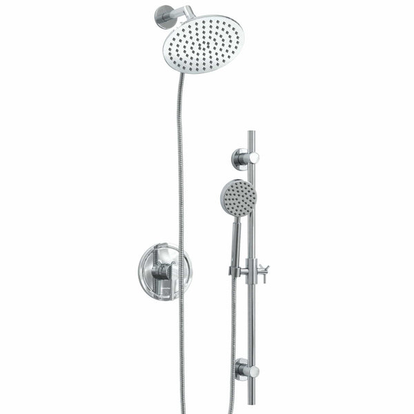 Main Image All Metal Dual Shower Head with Slide Bar Set - Complete Shower System with Valve and Trim Chrome / 2.5 GPM - The Shower Head Store