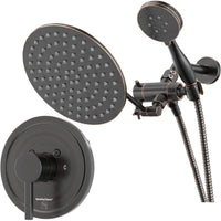 Main Image All Metal Dual Shower Head with Adjustable Arm - Complete Shower System with Valve and Trim Oil Rubbed Bronze  / 2.5 - The Shower Head Store