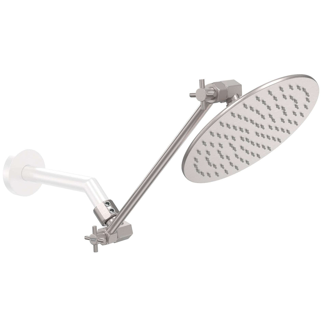 (Main Image) Brushed Nickel / 12 Inch Adjustable Shower Arm with 8 Inch Rain Shower Head - The Shower Head Store