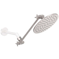 (Main Image) Brushed Nickel / 12 Inch Adjustable Shower Arm with 8 Inch Rain Shower Head - The Shower Head Store