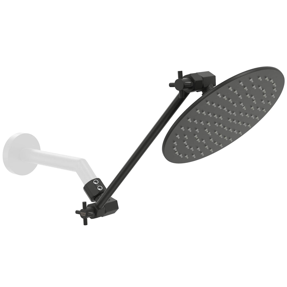 (Main Image) Matte Black / 12 Inch Adjustable Shower Arm with 8 Inch Rain Shower Head - The Shower Head Store