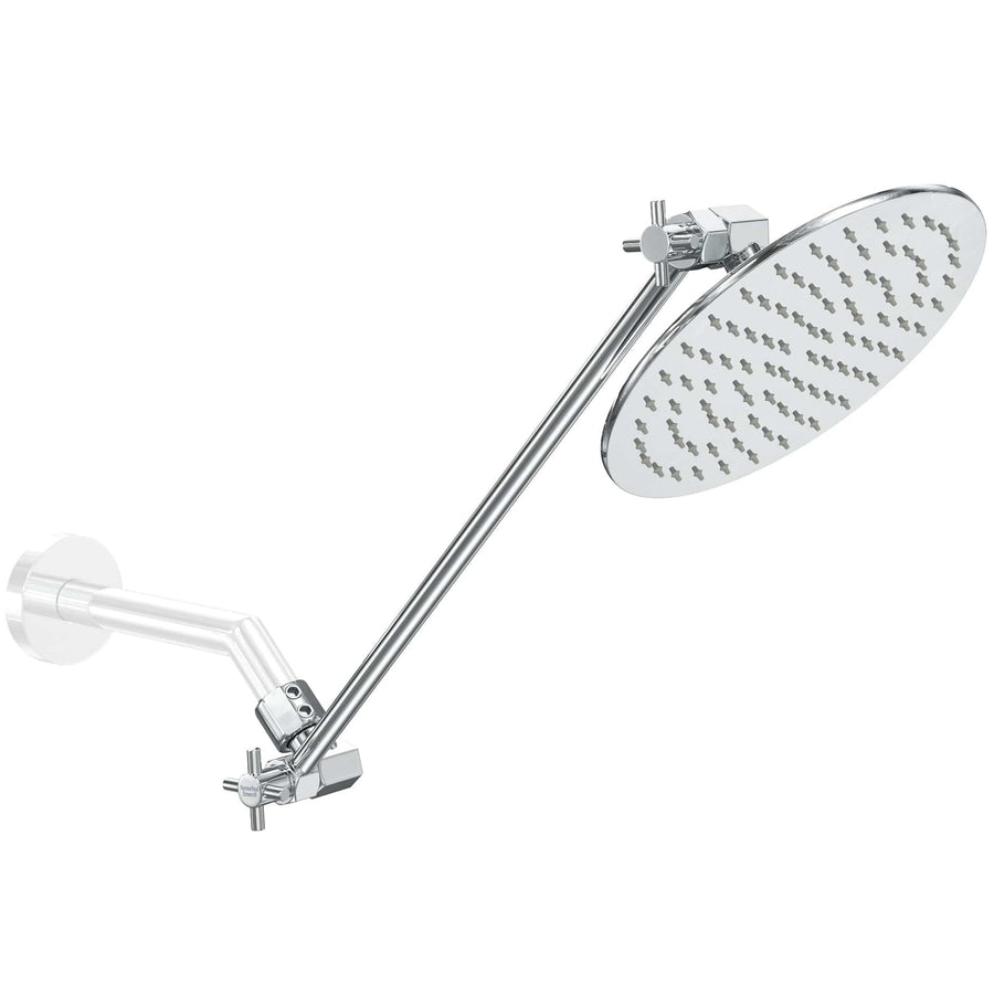 (Main Image) Chrome / 16 Inch Adjustable Shower Arm with 8 Inch Rain Shower Head - The Shower Head Store