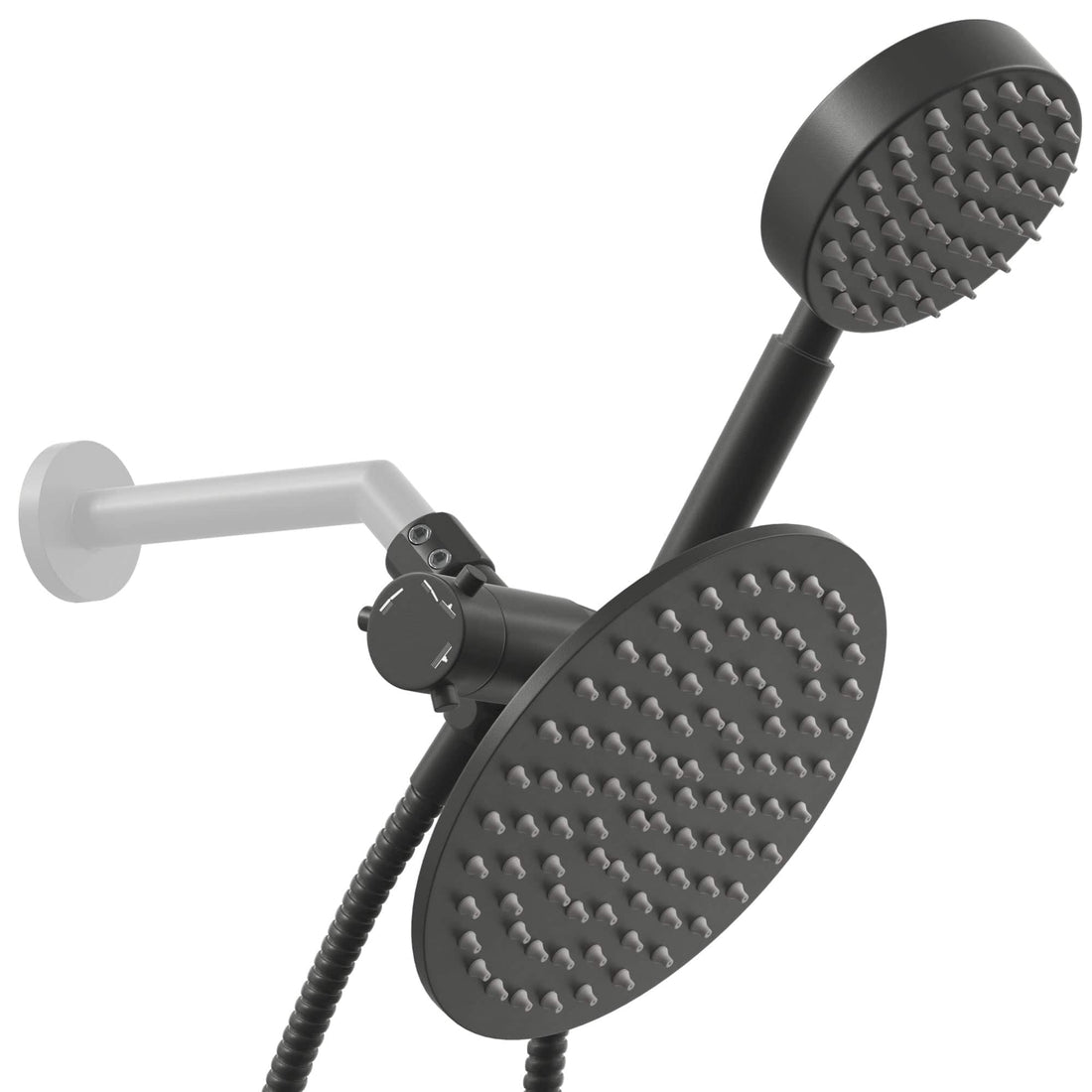 (Main Image) All Metal Dual Shower Head Combo Rainfall and Handheld Shower Head Matte Black - The Shower Head Store