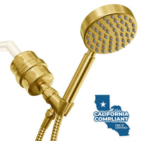 Main Image All Metal Shower Head Filter with 1-Spray Handheld Shower Head Set Brushed Gold / 1.75 GPM - The Shower Head Store