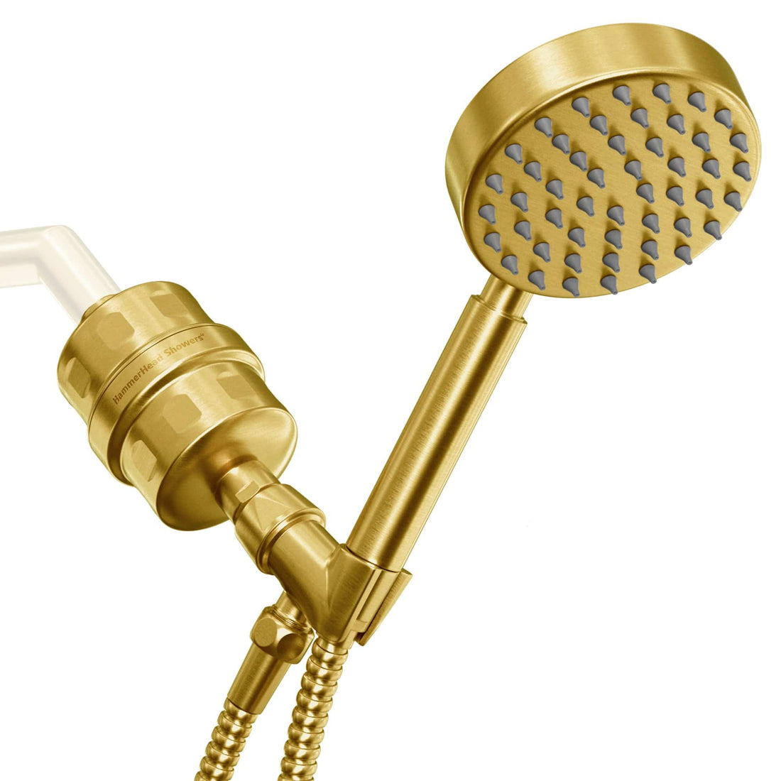 Main Image All Metal Shower Head Filter with 1-Spray Handheld Shower Head Set Brushed Gold / 2.5 GPM - The Shower Head Store