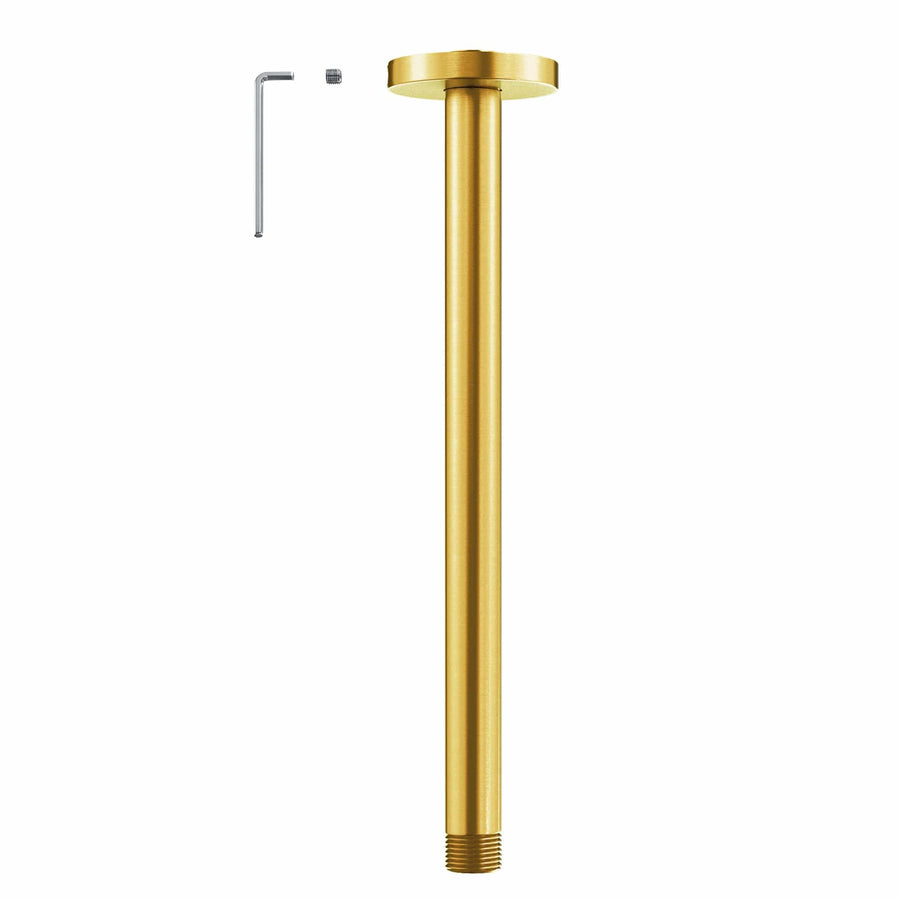 Main Image Straight Shower Arm Brushed Gold / 12 Inch - The Shower Head Store