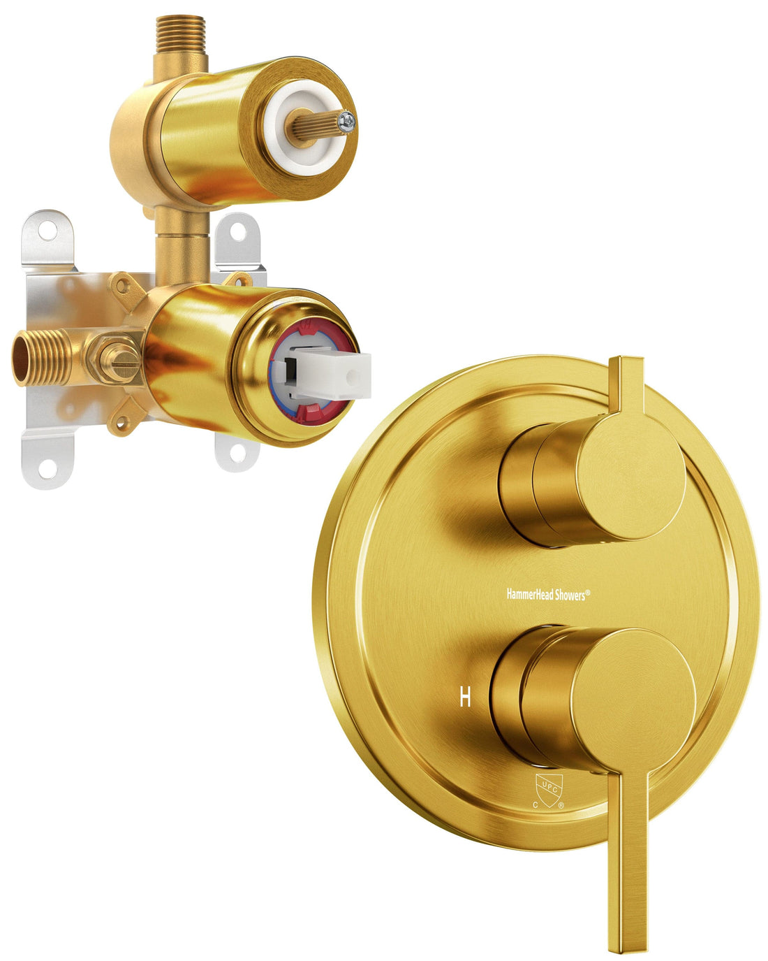 Main Image 2-Handle Valve and Trim Brushed Gold  - The Shower Head Store