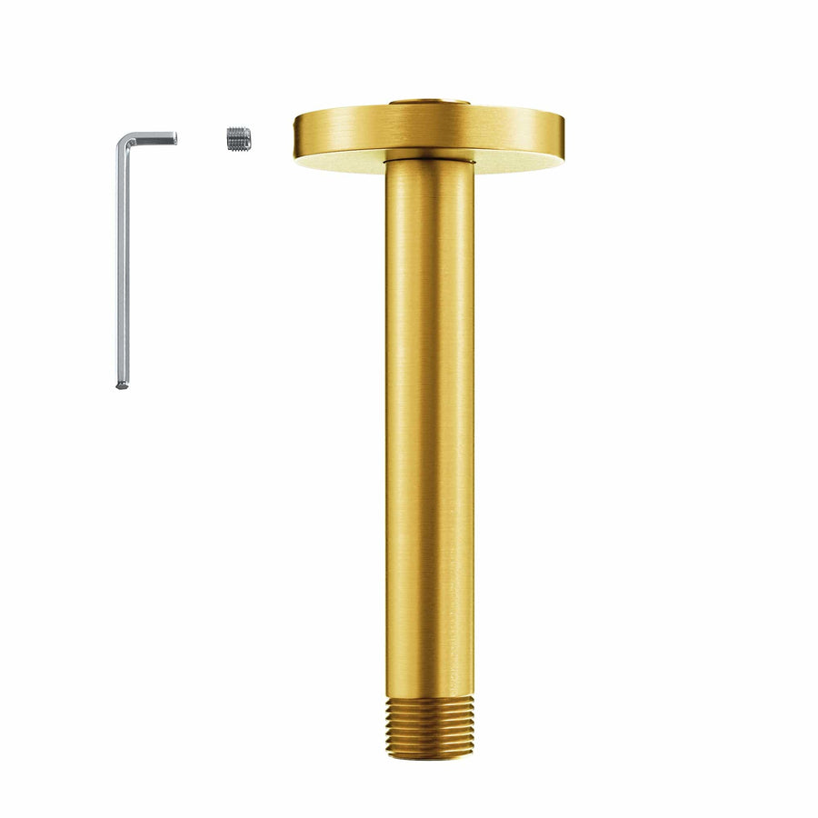 Main Image Straight Shower Arm Brushed Gold / 6 Inch - The Shower Head Store 