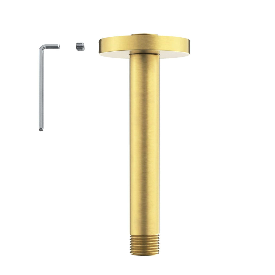 Main Image Straight Shower Arm Brushed Gold / 6 Inch - The Shower Head Store 
