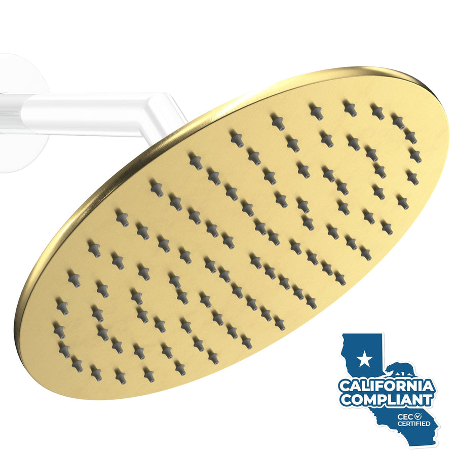 Main Image Metal 8 Inch Rain Shower Head Rainfall Showerhead Brushed Gold - The Shower Head Store