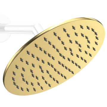 Main Image Metal 8 Inch Rain Shower Head Rainfall Showerhead Brushed Gold - The Shower Head Store