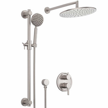Main Image All Metal Shower Slide Bar With Handheld Shower Head – Complete Shower System With Valve And Trim Brushed Nickel  / 2.5 - The Shower Head Store