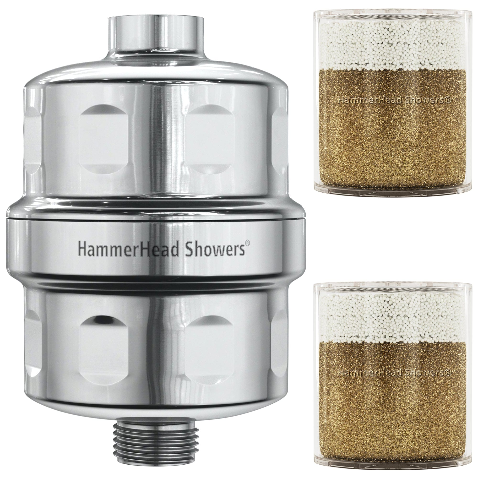 All Metal Shower Head Filter Brass Housing with Replacement Cartridges