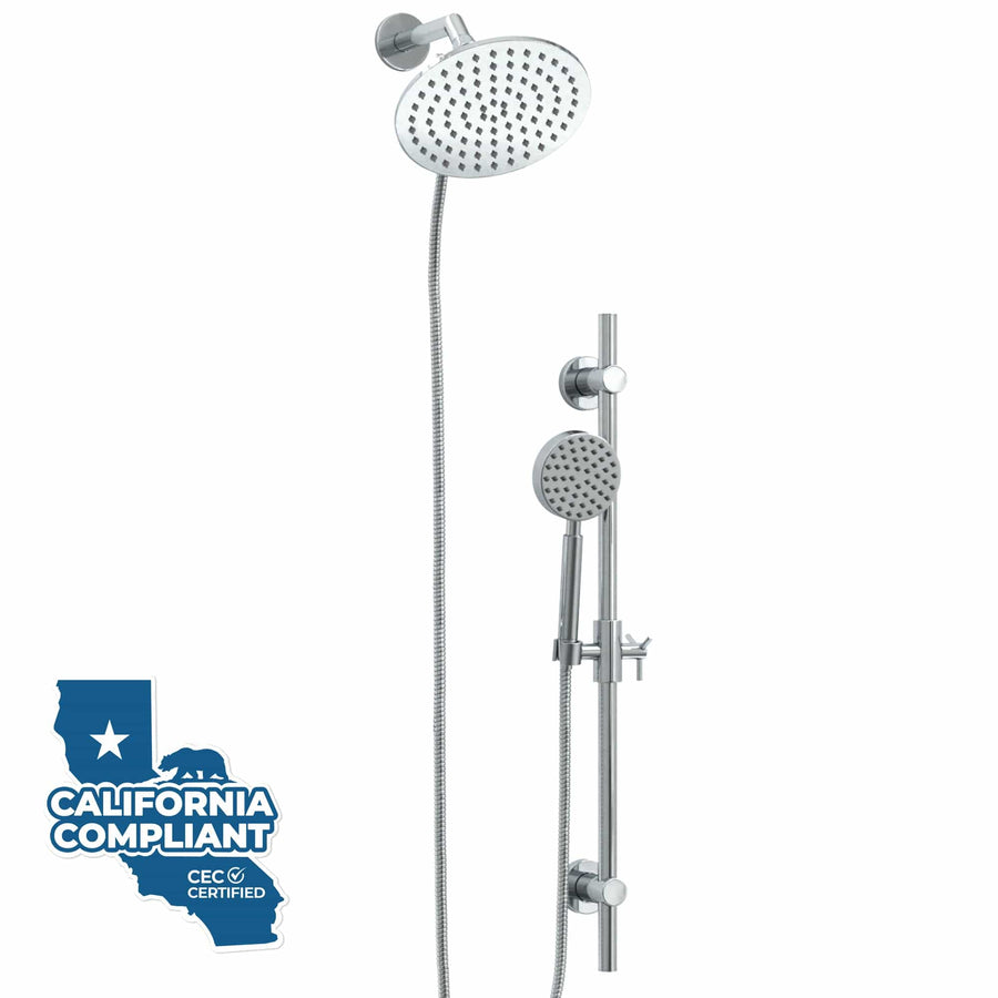 Main Image Dual Shower Head with Slide Bar Set Chrome / 1.75 GPM - The Shower Head Store