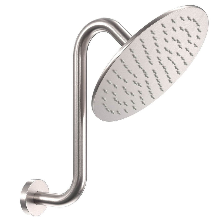 Main Image S-Style Shower Arm with Rain Shower Head Brushed Nickel - The Shower Head Store