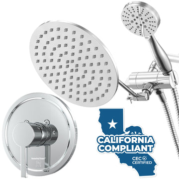 Main Image All Metal Dual Shower Head with Adjustable Arm - Complete Shower System with Valve and Trim Chrome / 1.75 - The Shower Head Store