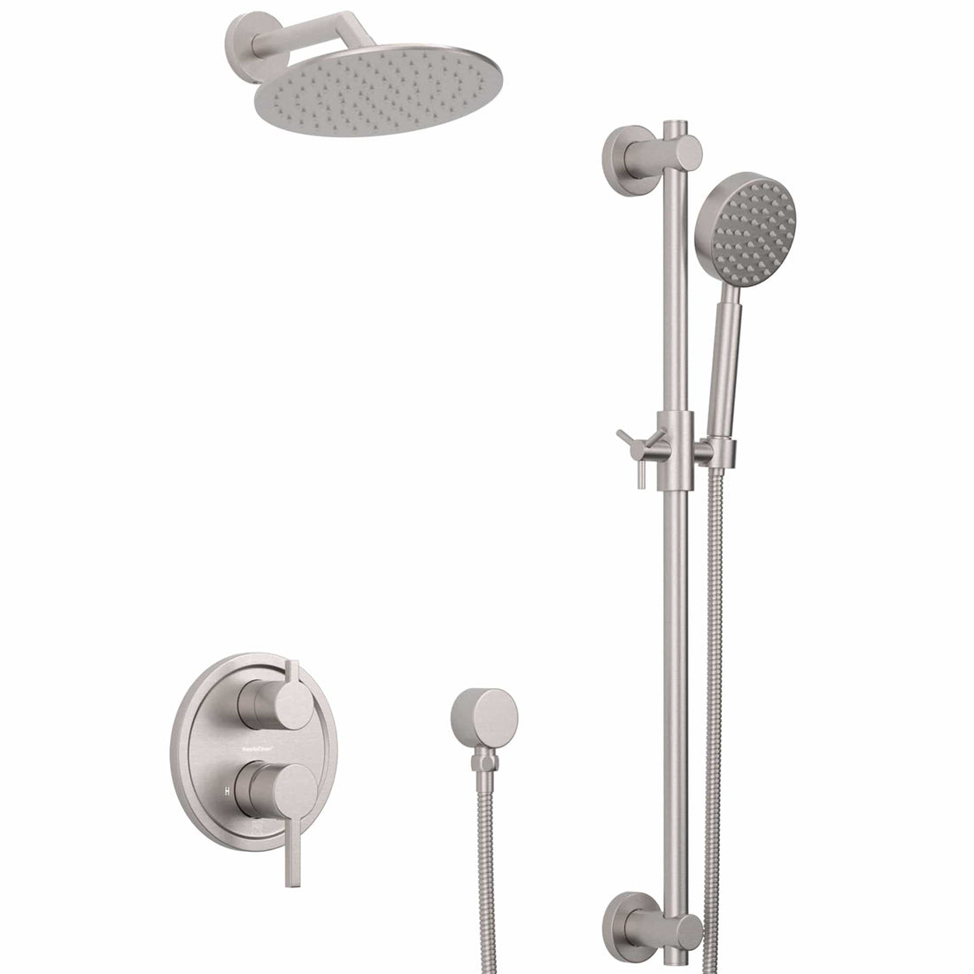 Main Image Steve White Bundle - 2H Valve and Trim Slide Bar with 1-Spray and 8-inch Rain Shower Head Brushed Nickel  / 2.5 - The Shower Head Store
