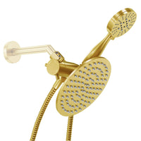 Main Image All Metal 3-Spray Dual Shower Head Combo with Hand Held & Rain Shower - Brushed Gold - The Shower Head Store