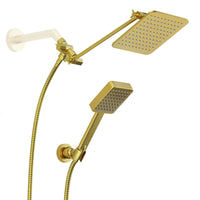 Main Image Square Dual Shower Head Set Brushed Gold  / 2.5 - The Shower Head Store