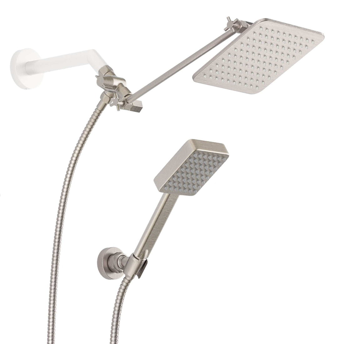 Main Image Square Dual Shower Head Set Brushed Nickel  / 2.5 - The Shower Head Store