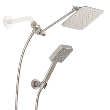 Main Image Square Dual Shower Head Set Brushed Nickel  / 2.5 - The Shower Head Store