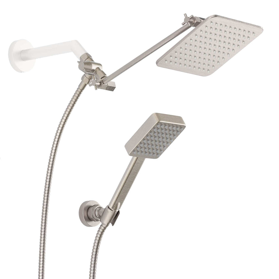 Main Image Square Dual Shower Head Set Brushed Nickel  / 2.5 - The Shower Head Store
