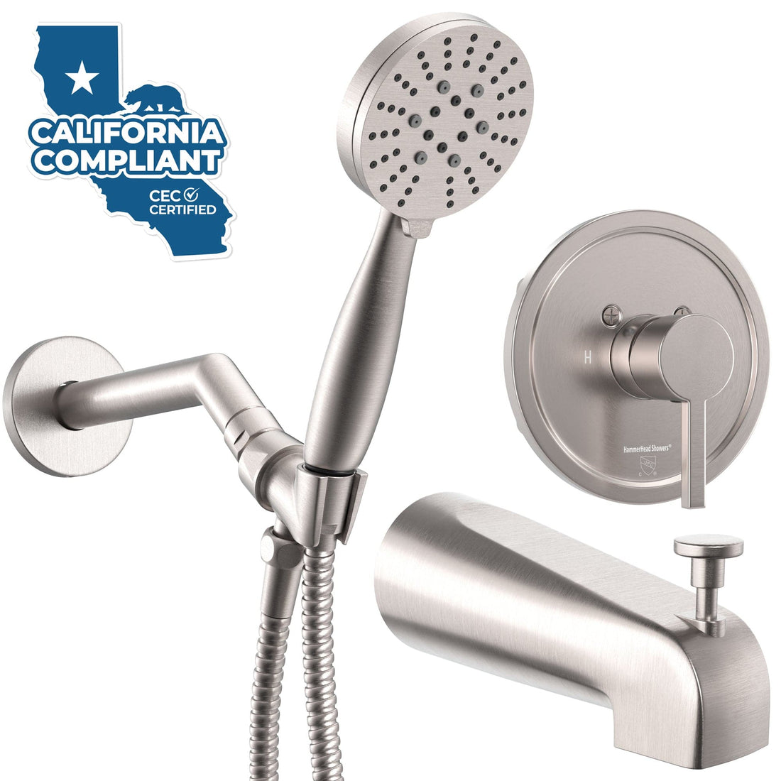 Main Image Tub Spout with Valve and Trim_3-Spray Handheld and Shower Arm Brushed Nickel / 1.75 - The Shower Head Store
