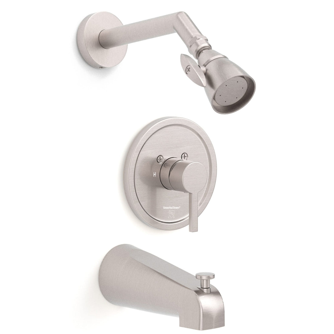 Main Image 2 Inch High Pressure Shower Head Set with Tub Spout and Valve and Trim Brushed Nickel / 2.5 GPM - The Shower Head Store