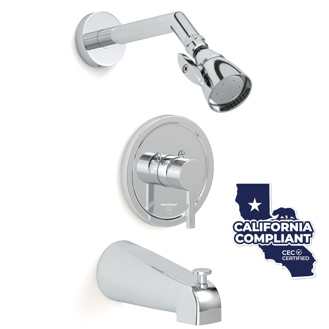 Main Image 2 Inch High Pressure Shower Head Set with Tub Spout and Valve and Trim Chrome / 1.75 GPM - The Shower Head Store