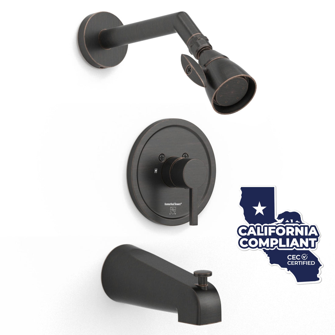 Main Image 2 Inch High Pressure Shower Head Set with Tub Spout and Valve and Trim Oil Rubbed Bronze / 1.75 GPM - The Shower Head Store