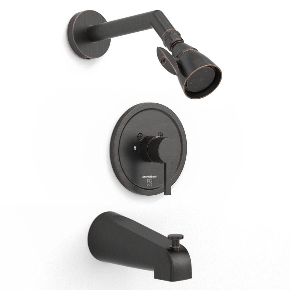 Main Image 2 Inch High Pressure Shower Head Set with Tub Spout and Valve and Trim Oil Rubbed Bronze / 2.5 GPM - The Shower Head Store
