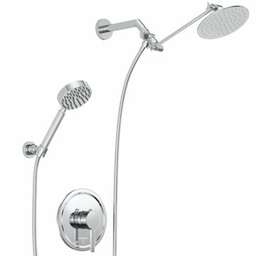 Main Image All Metal Dual Shower Head with Adjustable Arm and Shower Head Wall Mount with Valve and Trim Chrome / 2.5 - The Shower Head Store