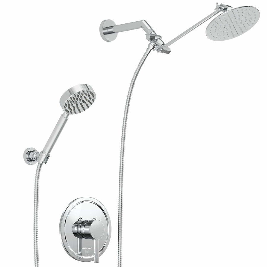 Main Image All Metal Dual Shower Head with Adjustable Arm and Shower Head Wall Mount with Valve and Trim Chrome / 2.5 - The Shower Head Store