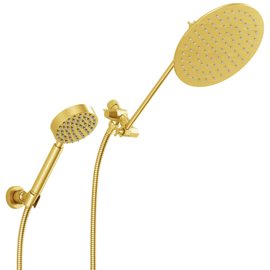 Main Image 1-Spray Dual Shower Head with Adjustable Arm and Shower Head Wall Mount Brushed Gold / 2.5 - The Shower Head Store