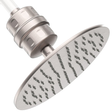 Main Image All Metal Shower Head Filter with 8 Inch Rainfall Shower Head Brushed Nickel / 2.5 - The Shower Head Store