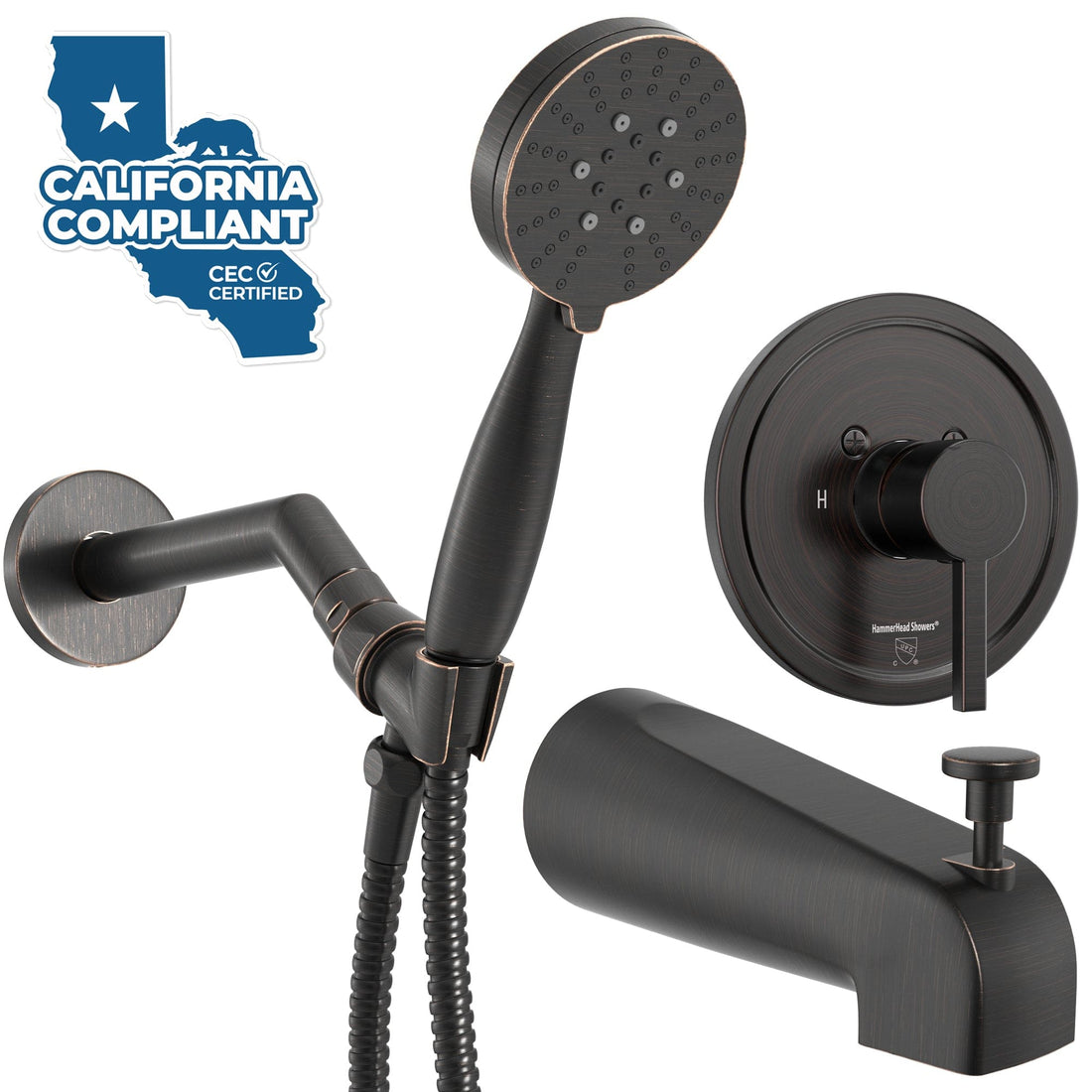 Main Image Tub Spout with Valve and Trim_3-Spray Handheld and Shower Arm Oil Rubbed Bronze / 1.75 - The Shower Head Store