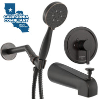 Main Image Tub Spout with Valve and Trim_3-Spray Handheld and Shower Arm Oil Rubbed Bronze / 1.75 - The Shower Head Store