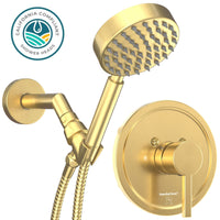 Main Image Valve and Trim, Low Flow 1-Spray Handheld and 7" Shower Arm Brushed Gold  / 1.75 - The Shower Head Store