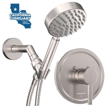 Main Image Valve and Trim, Low Flow 1-Spray Handheld and 7" Shower Arm Brushed Nickel  / 1.75 - The Shower Head Store