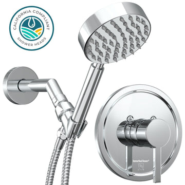 Main Image Valve and Trim, Low Flow 1-Spray Handheld and 7" Shower Arm Chrome / 1.75 - The Shower Head Store